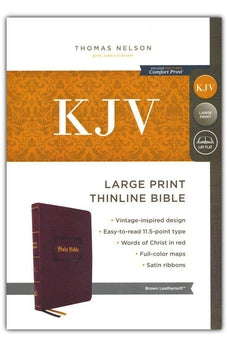 KJV Thinline Bible, Large Print, Vintage Series, Leathersoft, Brown, Red Letter, Comfort Print