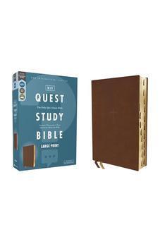 NIV Quest Study Bible, Large Print, Leathersoft, Brown, Thumb Indexed, Comfort Print