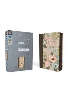 NIV Thinline Bible, Large Print, Leathersoft, Floral, Zippered, Red Letter