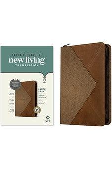 NLT Large Print Thinline Reference Zipper Bible, Filament-Enabled Edition (LeatherLike, Messenger Stone & Camel , Indexed, Red Letter)