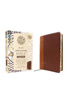 NIV Application Bible, Large Print, Leathersoft, Brown, Red Letter, Thumb Indexed, Comfort Print