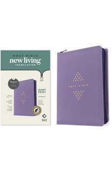 NLT Compact Giant Print Zipper Bible, Filament Enabled (LeatherLike, Diamond Lavender, Indexed, Red Letter)