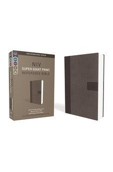 NIV Reference Bible Super Giant Print, Leather soft, Gray, Red Letter Edition 9780310445937