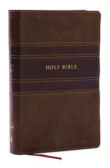 NKJV Personal Size Large Print Bible with 43,000 Cross References, Brown Leathersoft, Red Letter