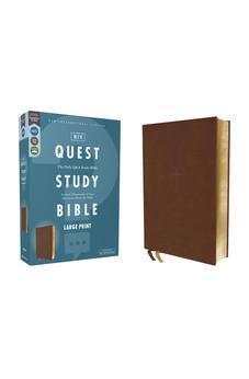 NIV Quest Study Bible, Large Print, Leathersoft, Brown: The Only Q and A Study Bible
