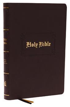 KJV Holy Bible Large Print Center-Column Reference Bible, Brown Leathersoft, 53,000 Cross References, Red Letter