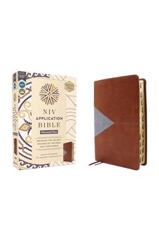 NIV Application Bible, Personal Size, Leathersoft, Brown/Blue, Red Letter, Indexed, Comfort Print