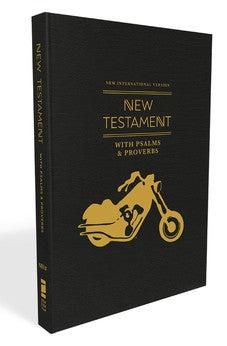 NIV New Testament with Psalms and Proverbs, Pocket-Sized, Paperback, Black Motorcycle