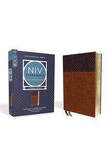 NIV Large Print Study Bible, Fully Revised Edition, Comfort Print, Leathersoft, Brown (Red Letter)
