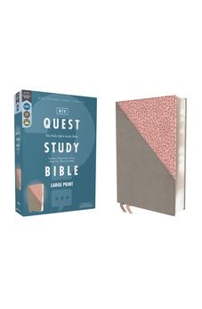 NIV Quest Study Bible, Large Print, Leathersoft, Gray/Pink, Comfort Print
