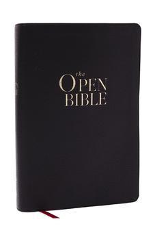 NKJV The Open Bible: Read and Discover the Bible for Yourself (Black Leathersoft, Red Letter, Thumb Indexed)