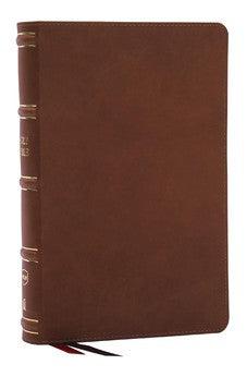 NKJV Single-Column Reference Bible, Verse-by-verse, Brown Genuine Leather, Red Letter