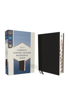 NIV Compact Center-Column Reference Bible, Leathersoft, Black, Red Letter, Thumb Indexed