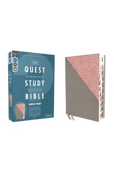 NIV Quest Study Bible, Large Print, Leathersoft, Gray/Pink, Thumb Indexed: The Only Q and A Study Bible