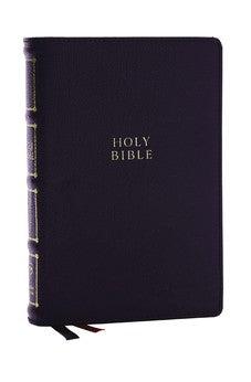NKJV Compact Center-Column Reference Bible, Black Genuine Leather, Red Letter