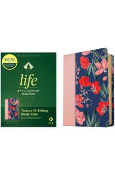 NLT Life Application Study Bible, Third Edition (LeatherLike, Pink Evening Bloom, Red Letter)