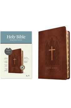 KJV Thinline Reference Bible, Filament-Enabled Edition (LeatherLike, Reverent Cross Dark Brown, Indexed, Red Letter)