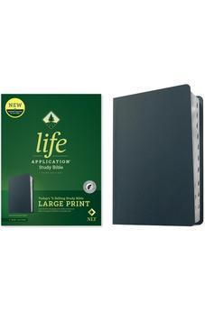 NLT Life Application Study Bible, Third Edition, Large Print (Genuine Leather, Navy Blue, Indexed, Red Letter)