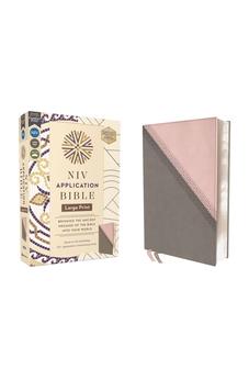NIV Application Bible, Large Print, Leathersoft, Pink/Gray, Red Letter, Comfort Print