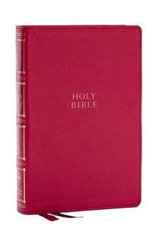 NKJV Compact Center-Column Reference Bible, Dark Rose Leathersoft, Red Letter (Thumb Indexed) - Biblestore.com