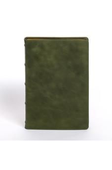 NASB Large Print Thinline Bible, Holman Handcrafted Collection, Marbled Olive Premium Calfskin, Black Letter, Presentation Page, Sewn Binding, Full-Color Maps, Easy-to-Read Bible Karmina Type