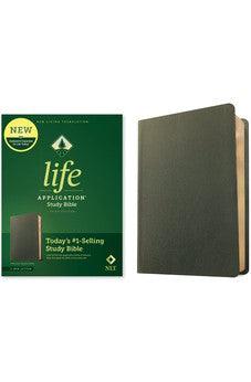 NLT Life Application Study Bible, Third Edition (Genuine Leather, Olive Green, Red Letter)