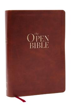 NKJV The Open Bible: Read and Discover the Bible for Yourself (Brown Leathersoft, Red Letter)