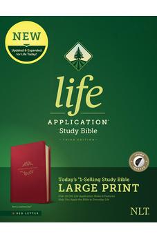 NLT Tyndale Life Application Study Bible, Third Edition, Large Print (LeatherLike, Berry, Indexed, Red Letter) - New Living Translation Bible, Large Print Study Bible for Enhanced Readability