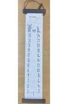 Oh Holy Night Hanging Canvas, Days Until Christmas Countdown - 8.5 x 40 inch Wall Art HCLW100L