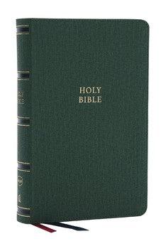 NKJV Single-Column Reference Bible, Verse-by-Verse, Green Leathersoft, Red Letter, Thumb Indexed - Biblestore.com