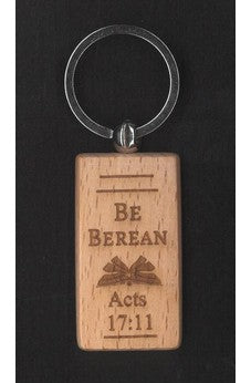 Be Berean Inspirational Wood Keychain