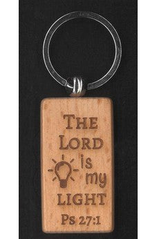 The Lord is my Light Inspirational Wood Keychain