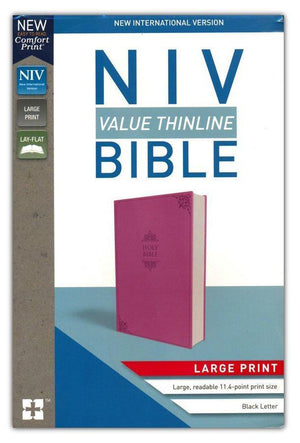 NIV, Value Thinline Bible, Large Print, Leathersoft, Pink, Comfort Print