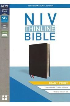 NIV, Thinline Bible, Giant Print, Bonded Leather, Black, Red Letter Edition, Comfort Print 9780310448594