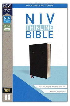 NIV Thinline Bible, Bonded Leather, Black, Indexed, Red Letter Edition 9780310448778