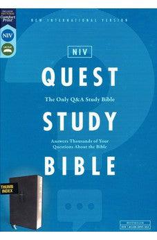 NIV, Quest Study Bible, Leathersoft, Black, Thumb Indexed, Comfort Print
