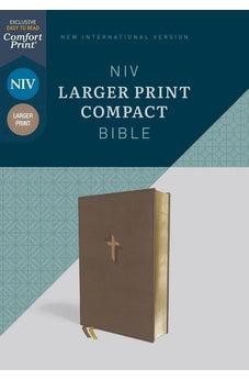 NIV Larger Print Compact Bible, Leathersoft, Brown, Red Letter, Comfort Print