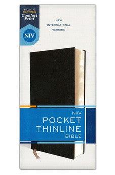 NIV Pocket Thinline Bible, Bonded Leather, Black, Red Letter, Comfort Print