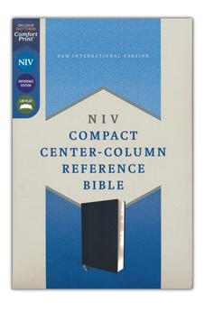 NIV Compact Center-Column Reference Bible, Leathersoft, Black, Red Letter