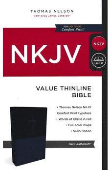 NKJV Value Thinline Bible, Leathersoft, Blue, Red Letter Edition - Biblestore.com