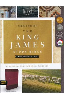 KJV The King James Study Bible, Leathersoft, Burgundy, Thumb Indexed, Red Letter, Full-Color Edition: Holy Bible, King James Version 9780718079871