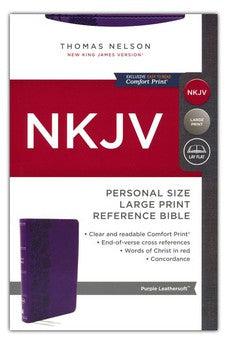 NKJV End-of-Verse Reference Bible Personal Size Large Print Leathersoft Purple Red Letter Comfort Print - Biblestore.com