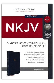NKJV Reference Bible, Center-Column Giant Print, Leathersoft, Blue, Red Letter, Comfort Print