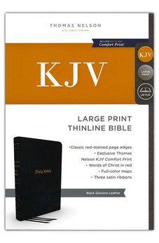 KJV Thinline Bible, Large Print, Genuine Leather, Black, Red Letter, Comfort Print