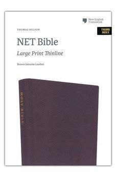 NET Bible Thinline Large Print, Genuine Leather, Brown, Thumb Indexed, Comfort Print