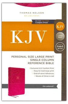 KJV Personal Size Large Print Single-Column Reference Bible, Leathersoft, Pink, Red Letter, Comfort Print