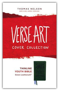 NKJV Thinline Youth Edition Bible, Verse Art Cover Collection, Leathersoft, Green, Red Letter, Comfort Print