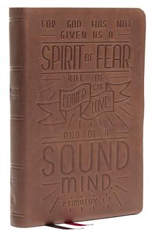 NKJV Personal Size Reference Bible, Verse Art Cover Collection, Genuine Leather, Brown, Red Letter, Comfort Print