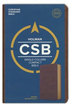 CSB Single-Column Compact Bible, Brown LeatherTouch