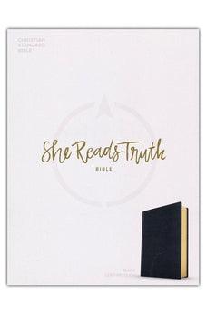 CSB She Reads Truth Bible, Black LeatherTouch, Black Letter, Full-Color Design, Wide Margins, Journaling Space, Devotionals, Reading Plans, Single-Column, Easy-to-Read Bible Serif Type